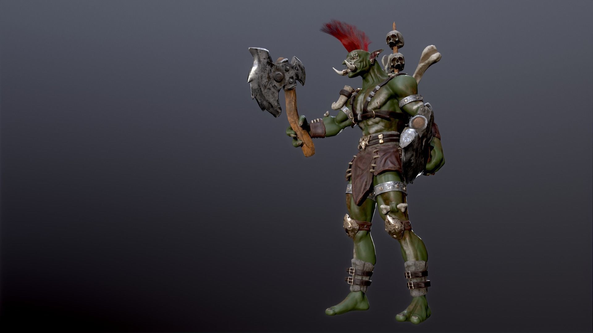 Troll warrior Low-poly 3D model_10