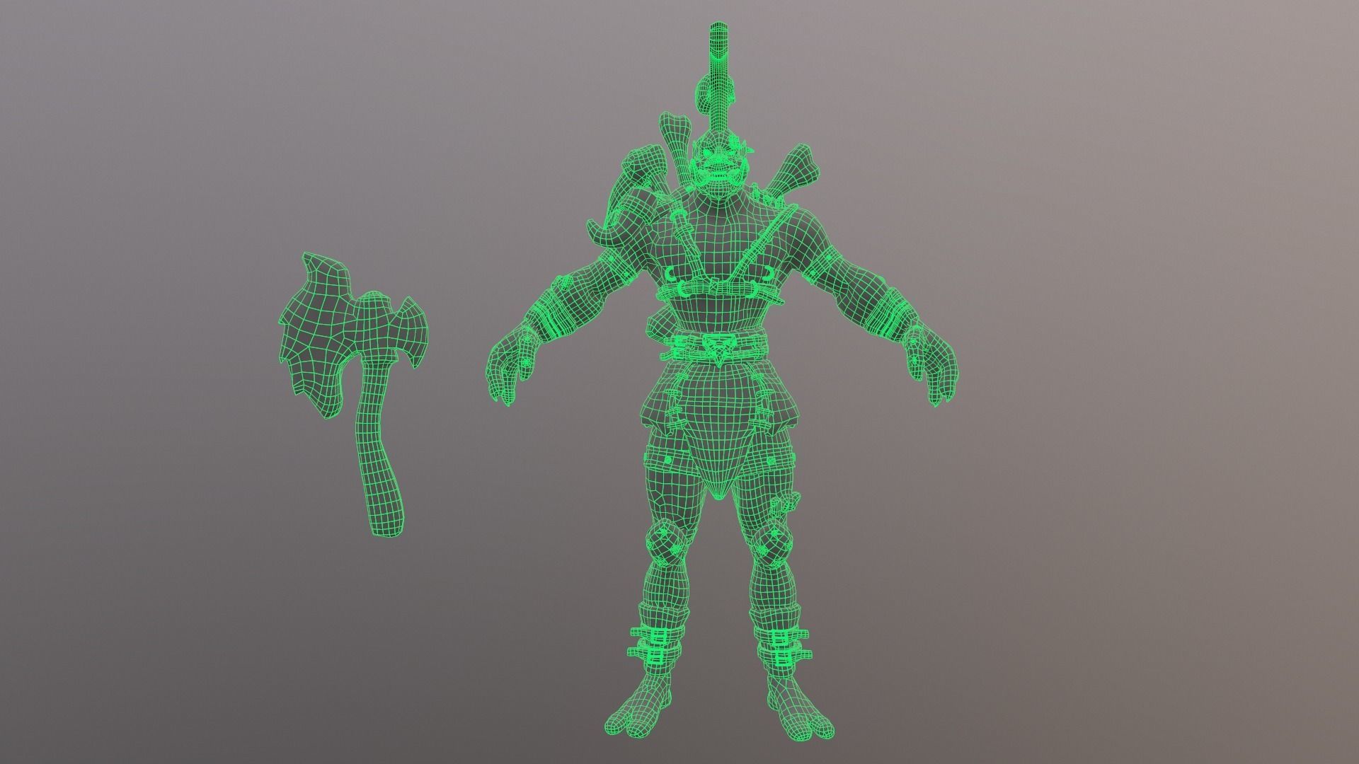 Troll warrior Low-poly 3D model_17