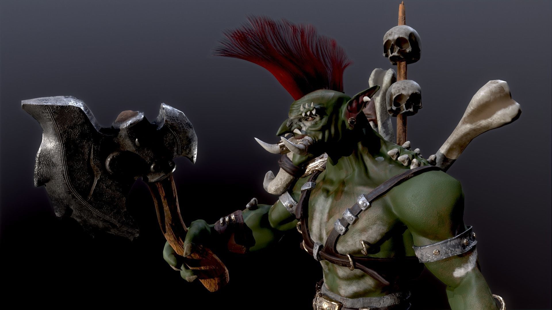 Troll warrior Low-poly 3D model_7