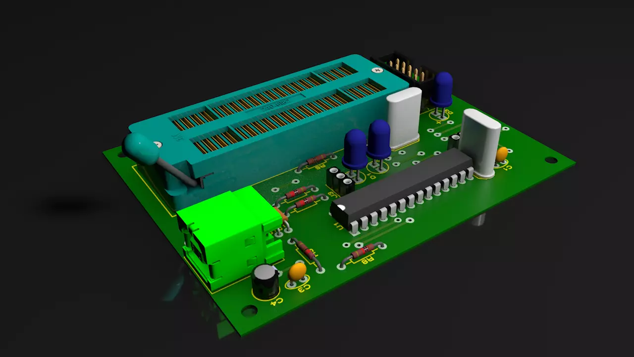 Programmer electronic circuit board 3D model_0