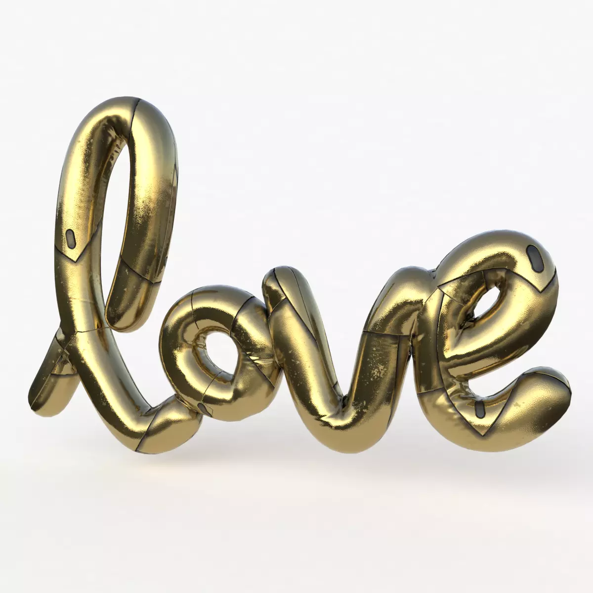 Love Gold Decoration Written Low-poly 3D model
