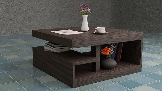 Wood Center Coffee Table Low-poly 3D model