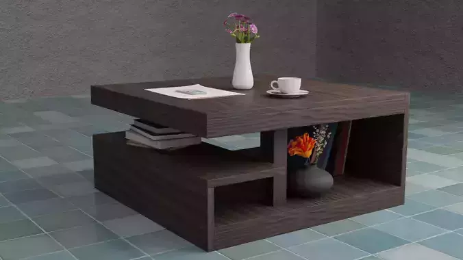 Wood Center Coffee Table Low-poly 3D model