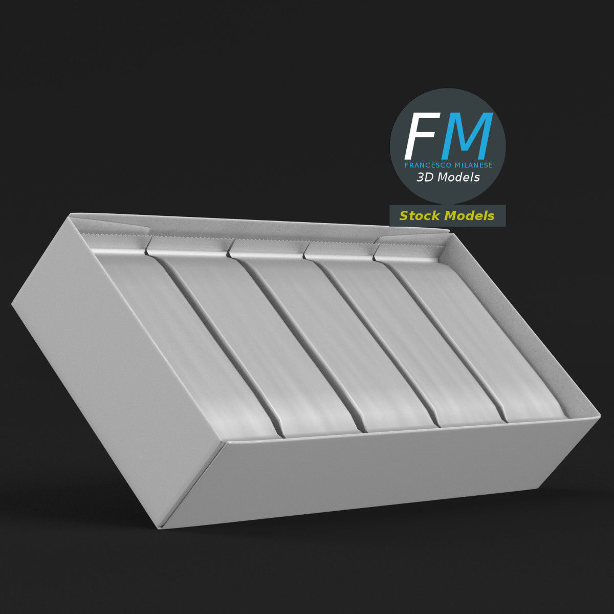 Ten snacks in a cardboard container 3D model_3