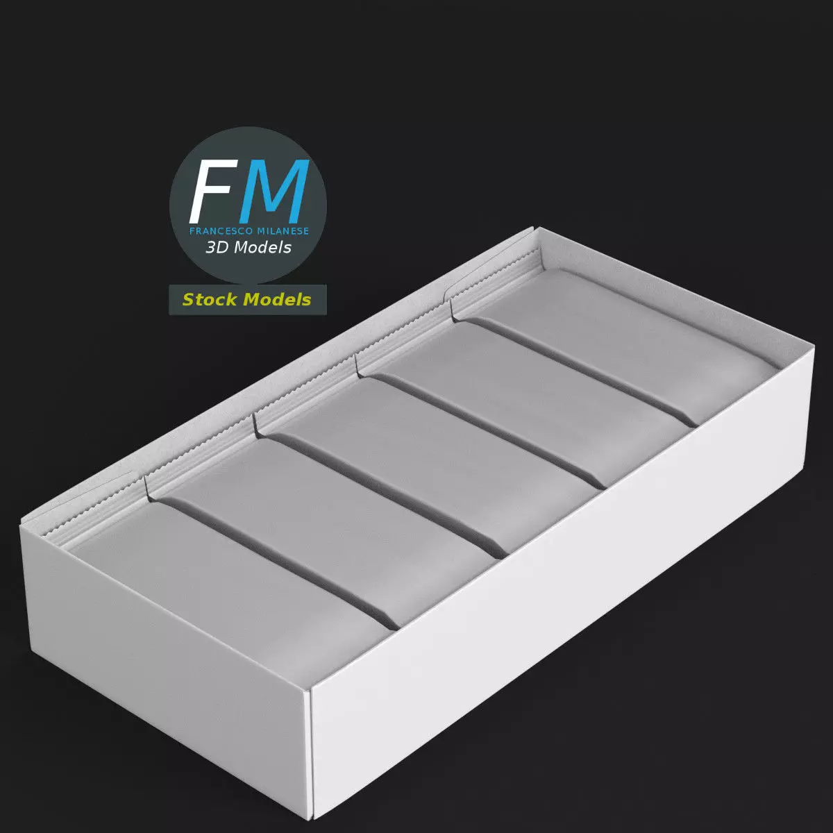 Ten snacks in a cardboard container 3D model_0