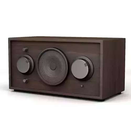 Radio wooden speaker with two speakers on top Low-poly 3D model