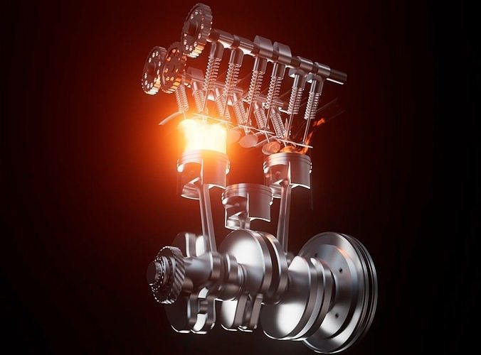 Engine operation image 3 cylinders 3D model
