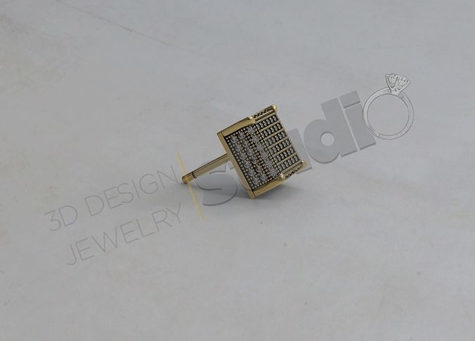 Highly luxury cube design earring 3d model 3D print model
