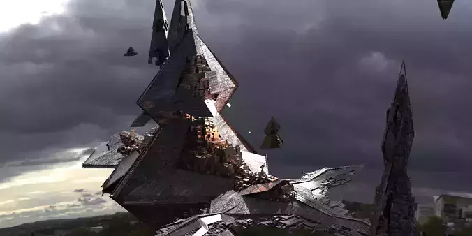 RA Gods City Floating Pyramids Kitbash 6 3D model