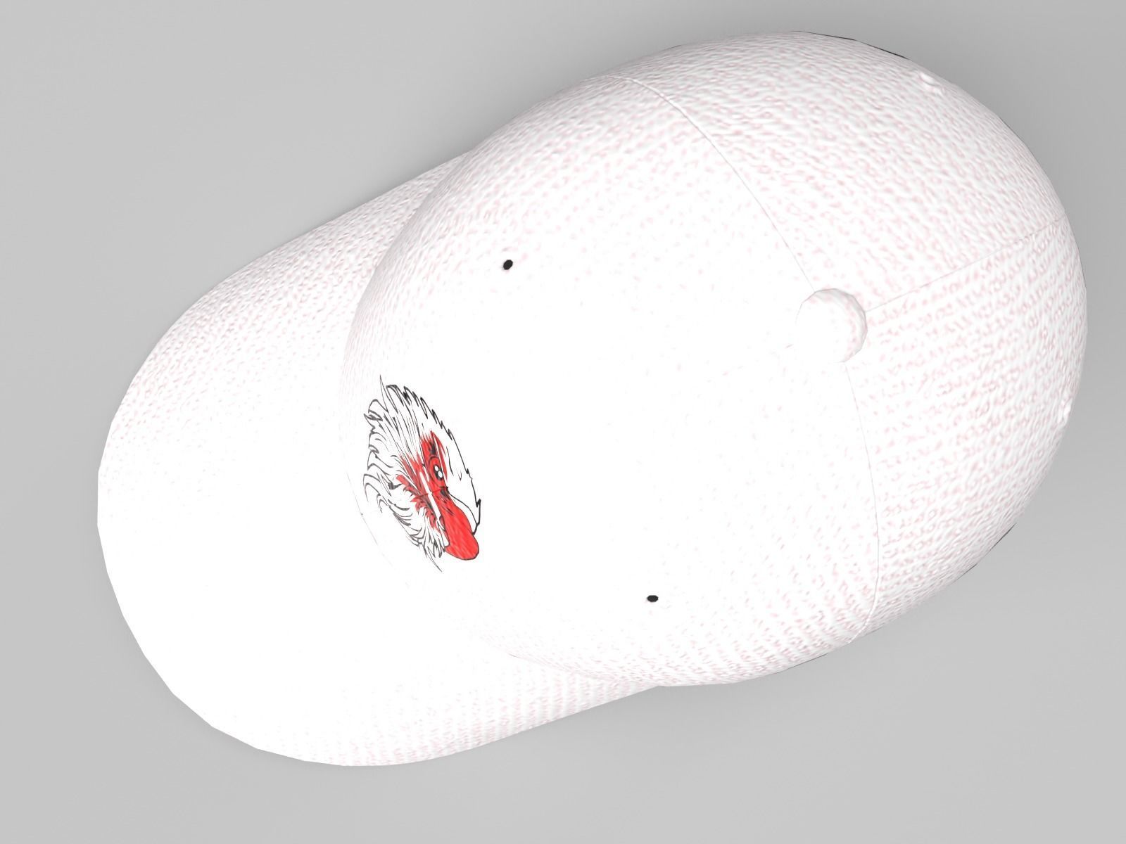 White Jeans Baseball Cap with a Bald Eagle Head  3D model_4