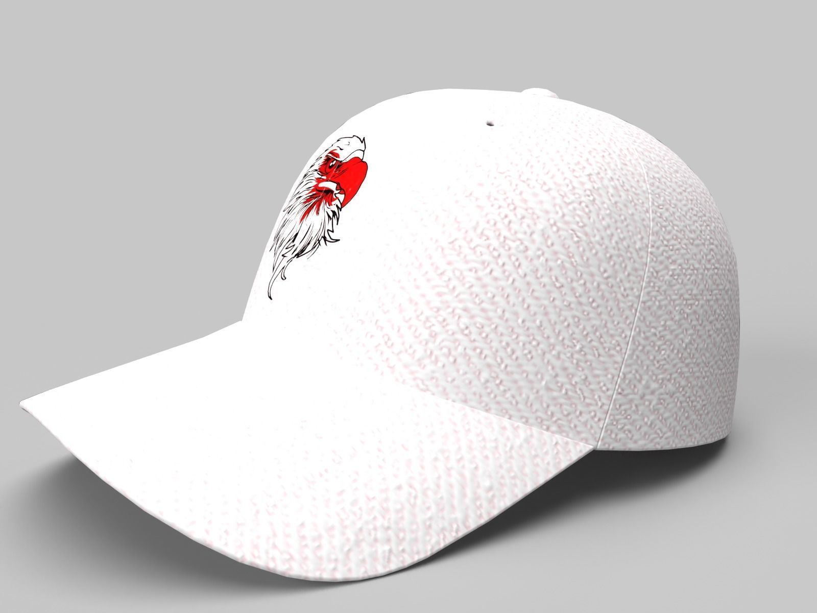 White Jeans Baseball Cap with a Bald Eagle Head  3D model_3