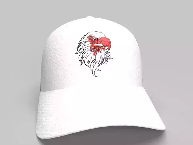 White Jeans Baseball Cap with a Bald Eagle Head  3D model