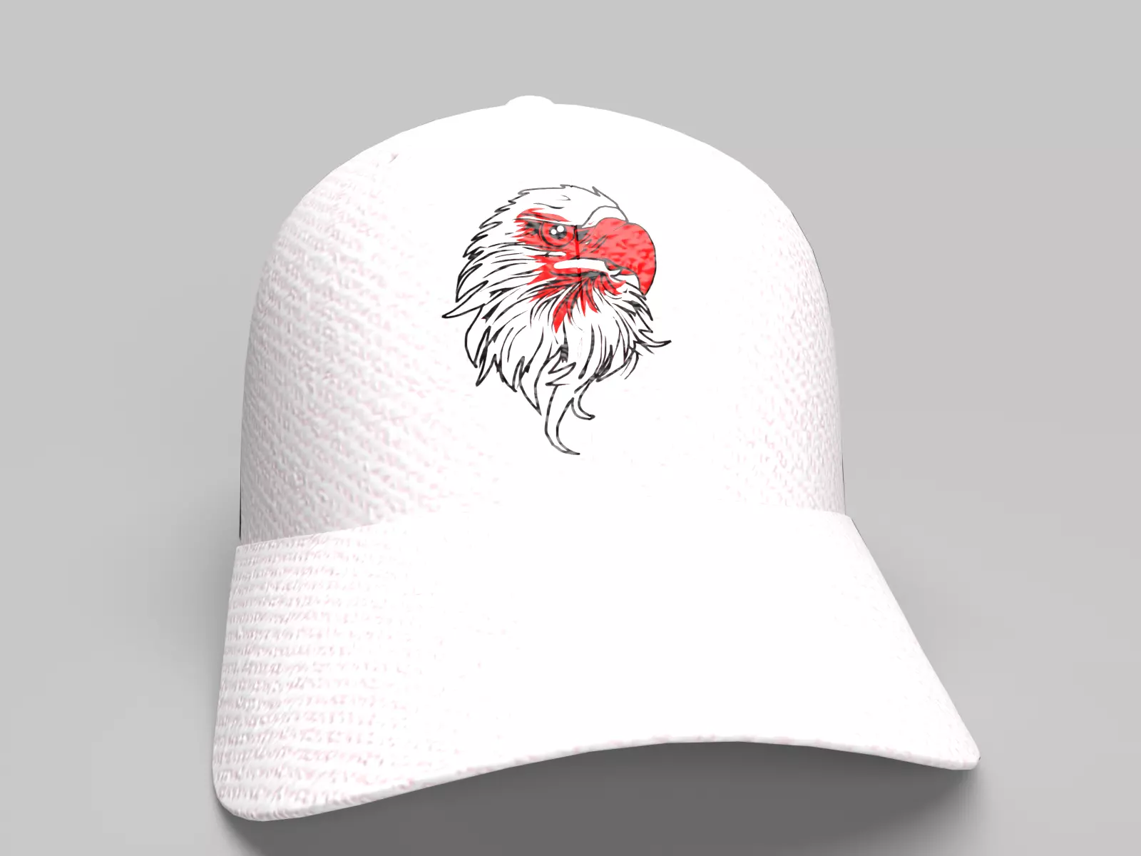 White Jeans Baseball Cap with a Bald Eagle Head  3D model_0