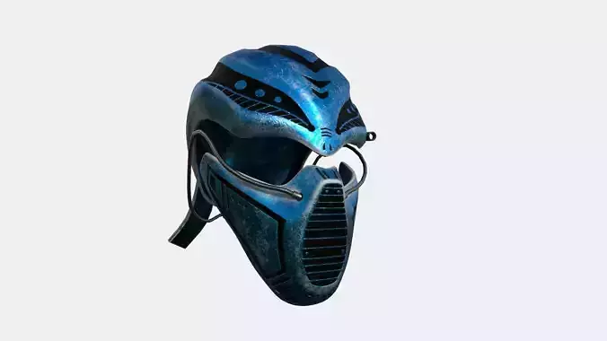 SciFi Ninja Mask A07 Blue Metal - Character Design Fashion Low-poly 3D model