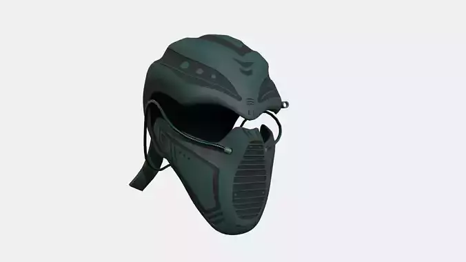 SciFi Ninja Mask A08 Dark Green - Character Design Fashion Free low-poly 3D model