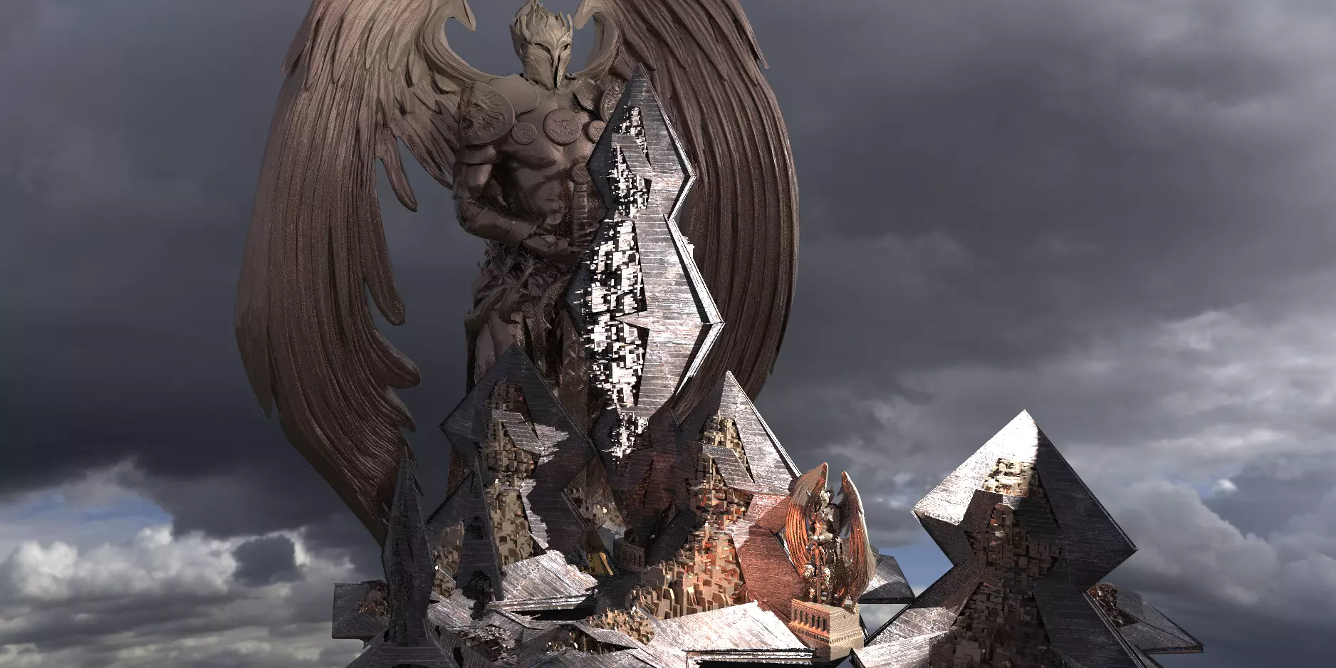 Anubis Gods City Floating Pyramids Kit bash  3D model_0