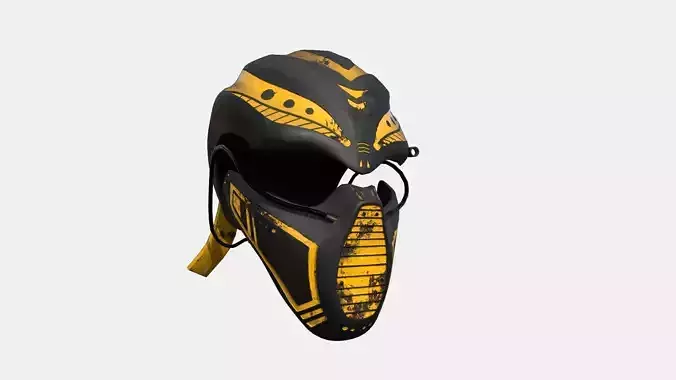 SciFi Ninja Mask A09 Black Yellow - Character Design Fashion Low-poly 3D model
