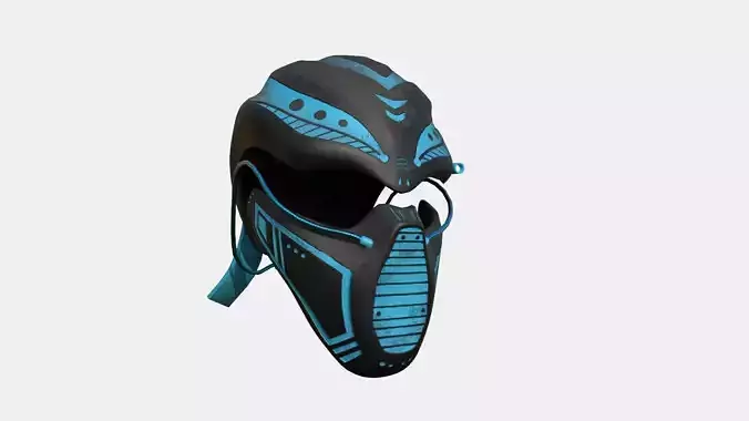 SciFi Ninja Mask A10 Black Blue - Character Design Fashion Low-poly 3D model