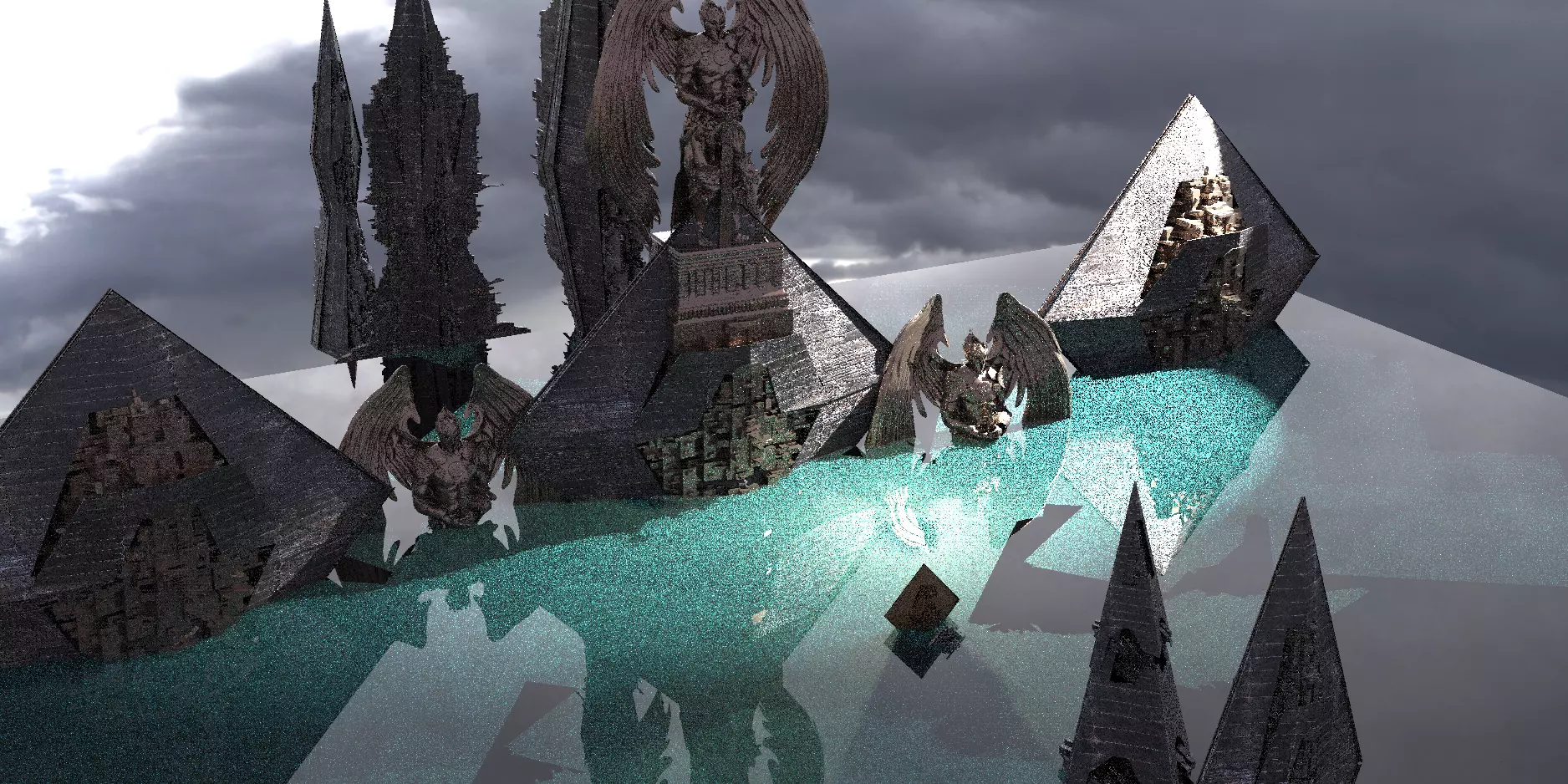 Anubis Gods City Floating Pyramids 5 3D model_0