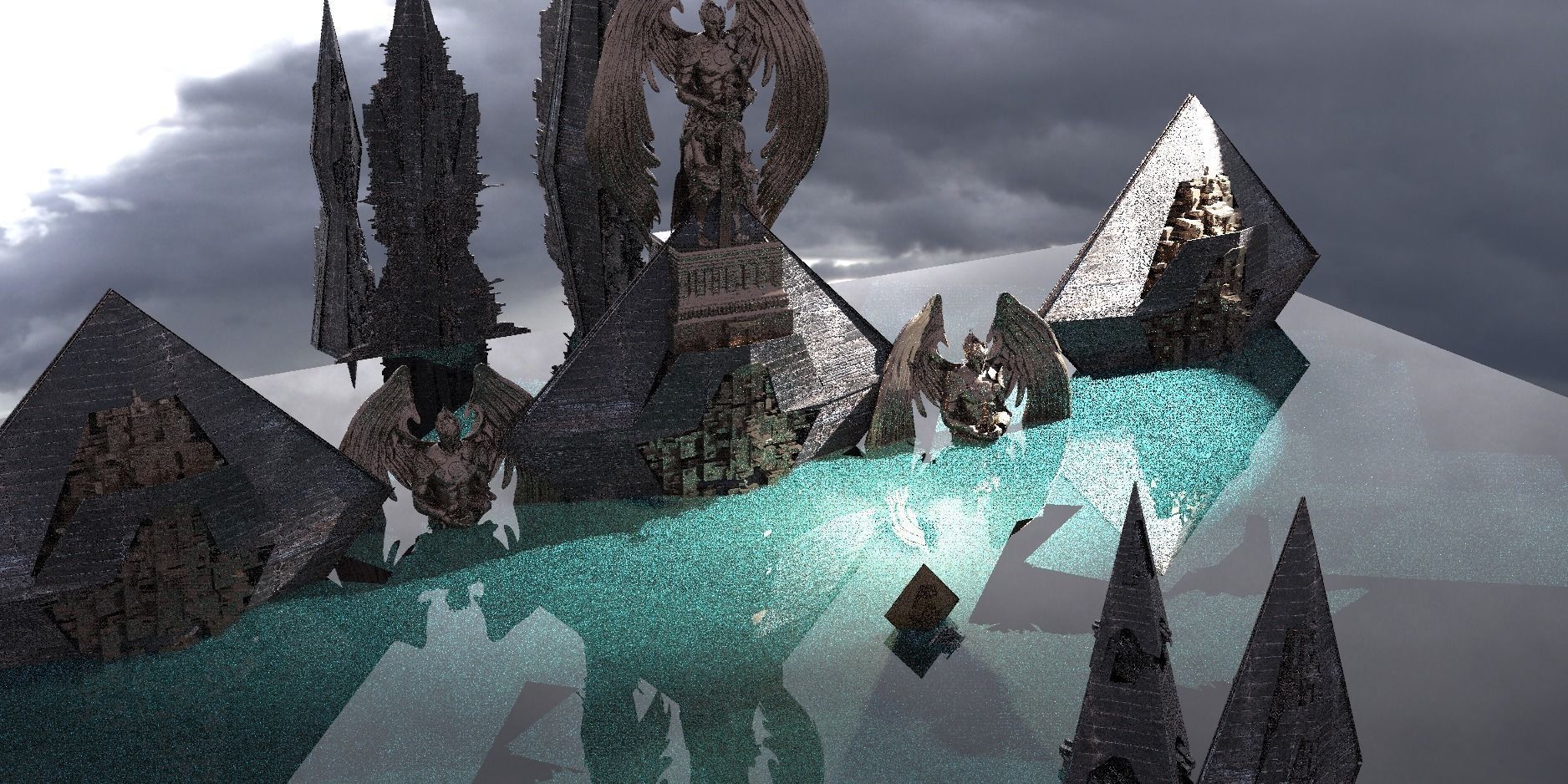 Anubis Gods City Floating Pyramids 5 3D model_1