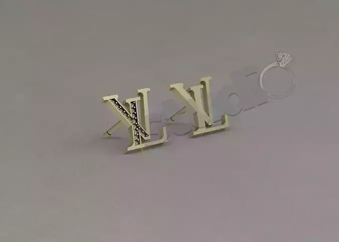 Highly luxury Louis Vitton design earring 3d model