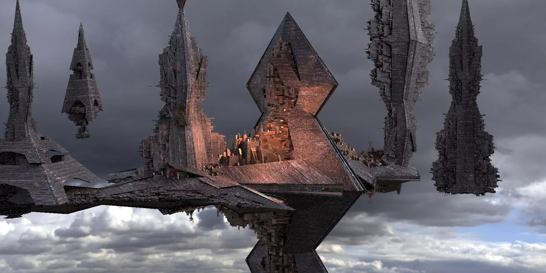 Anubis Gods City Floating Pyramids Kitbash  7 3D model_0