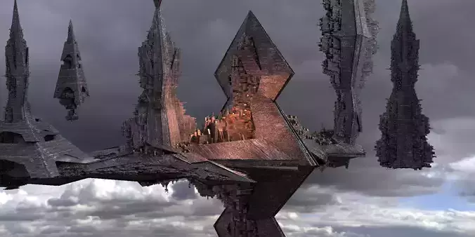 Anubis Gods City Floating Pyramids Kitbash  7 3D model