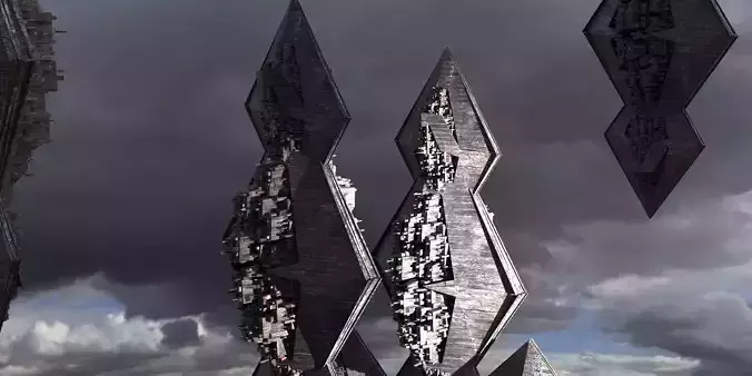 Anubis Gods City Floating Pyramids Tower 
