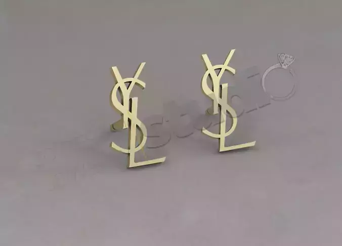 Highly luxury Yves Saint Laurent design earring 3d model