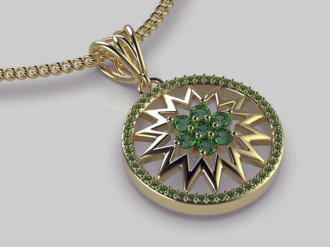 Sun flower printable silver gold jewelry 3D model 3D print model