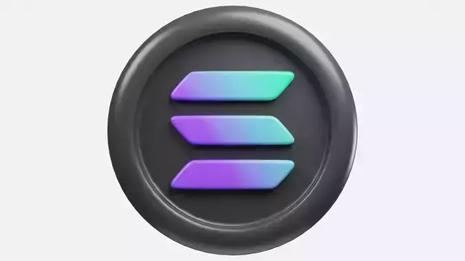 Solana or SOL Black Crypto Coin with cartoon style