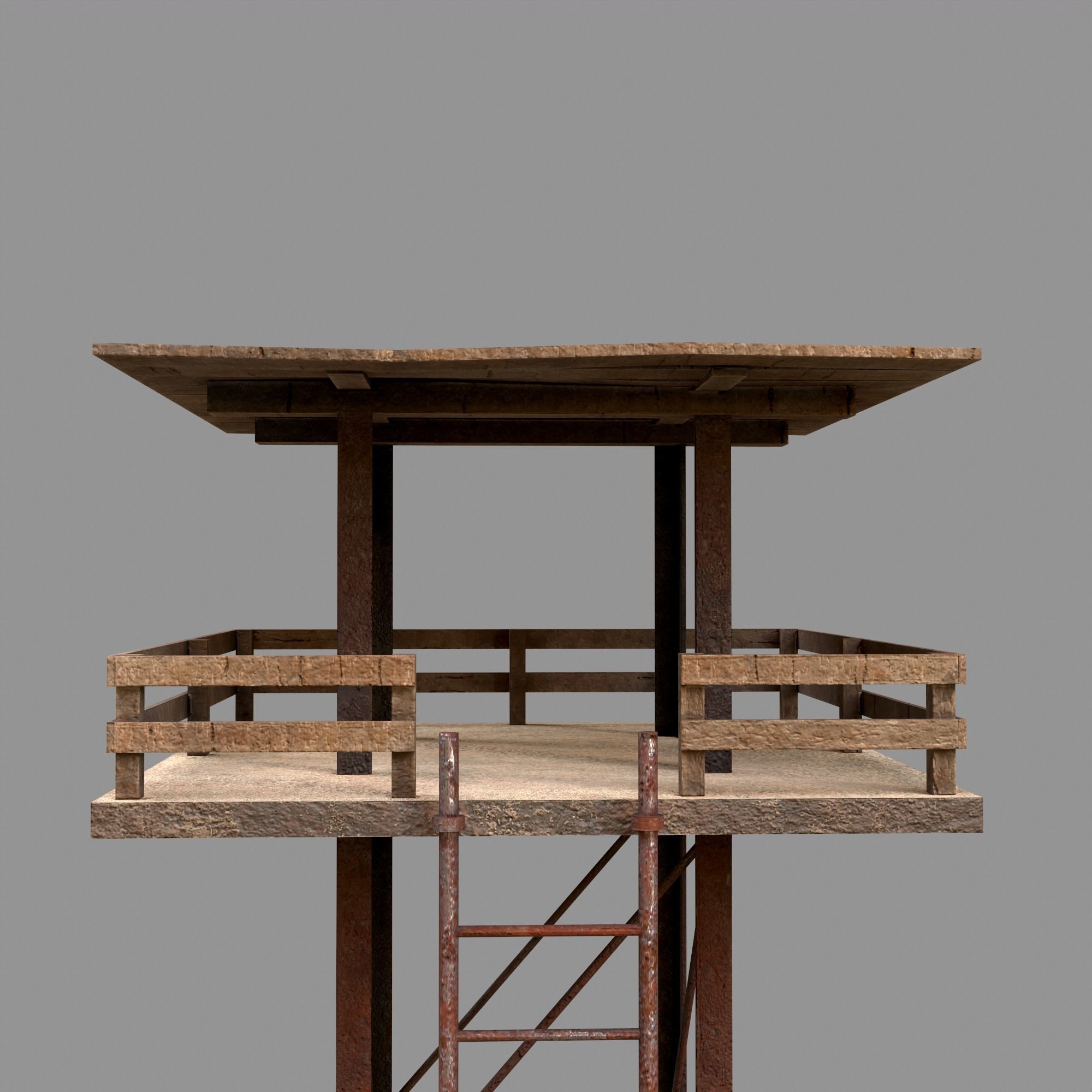 A low-poly 3D model of a military tower Low-poly 3D model_4