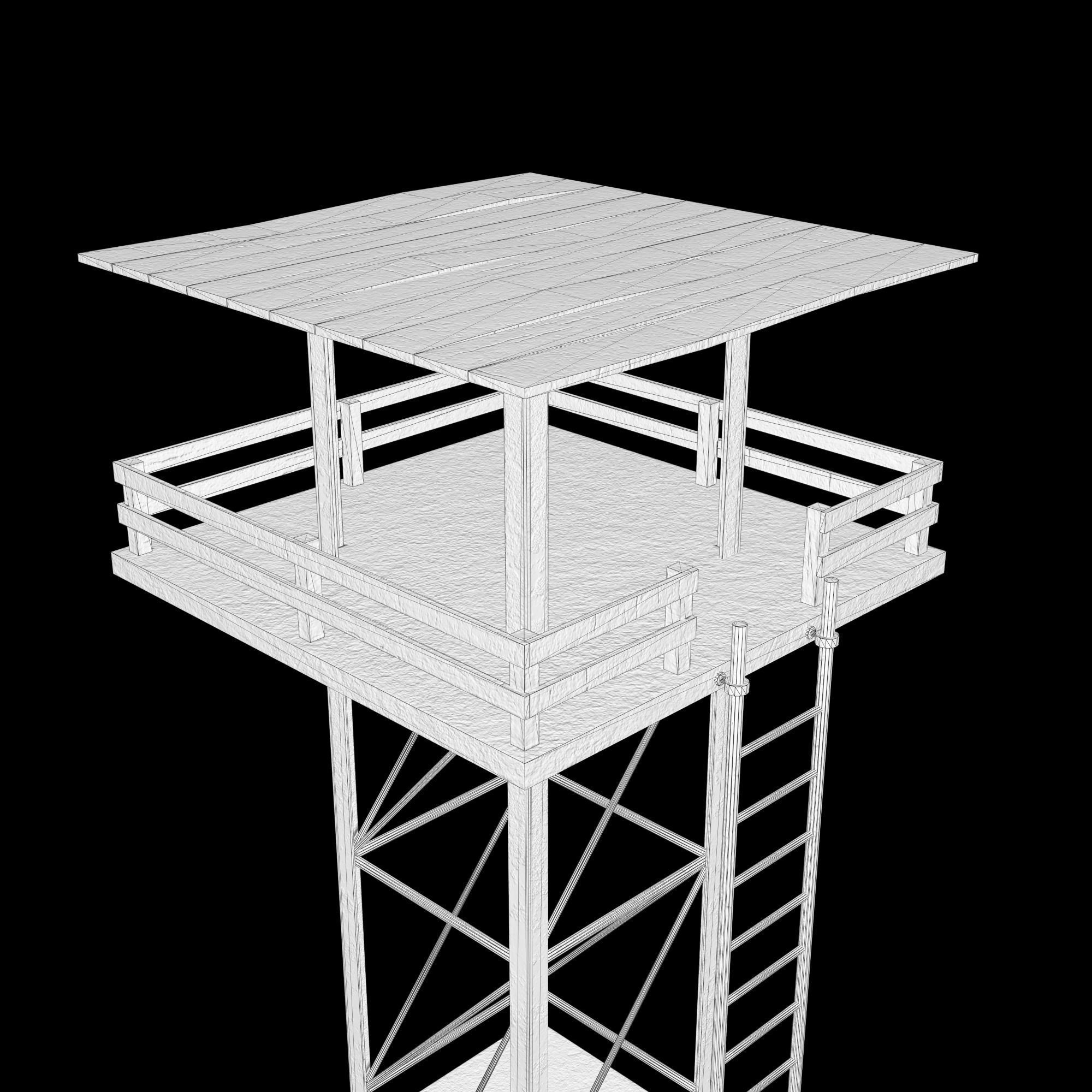 A low-poly 3D model of a military tower Low-poly 3D model_9