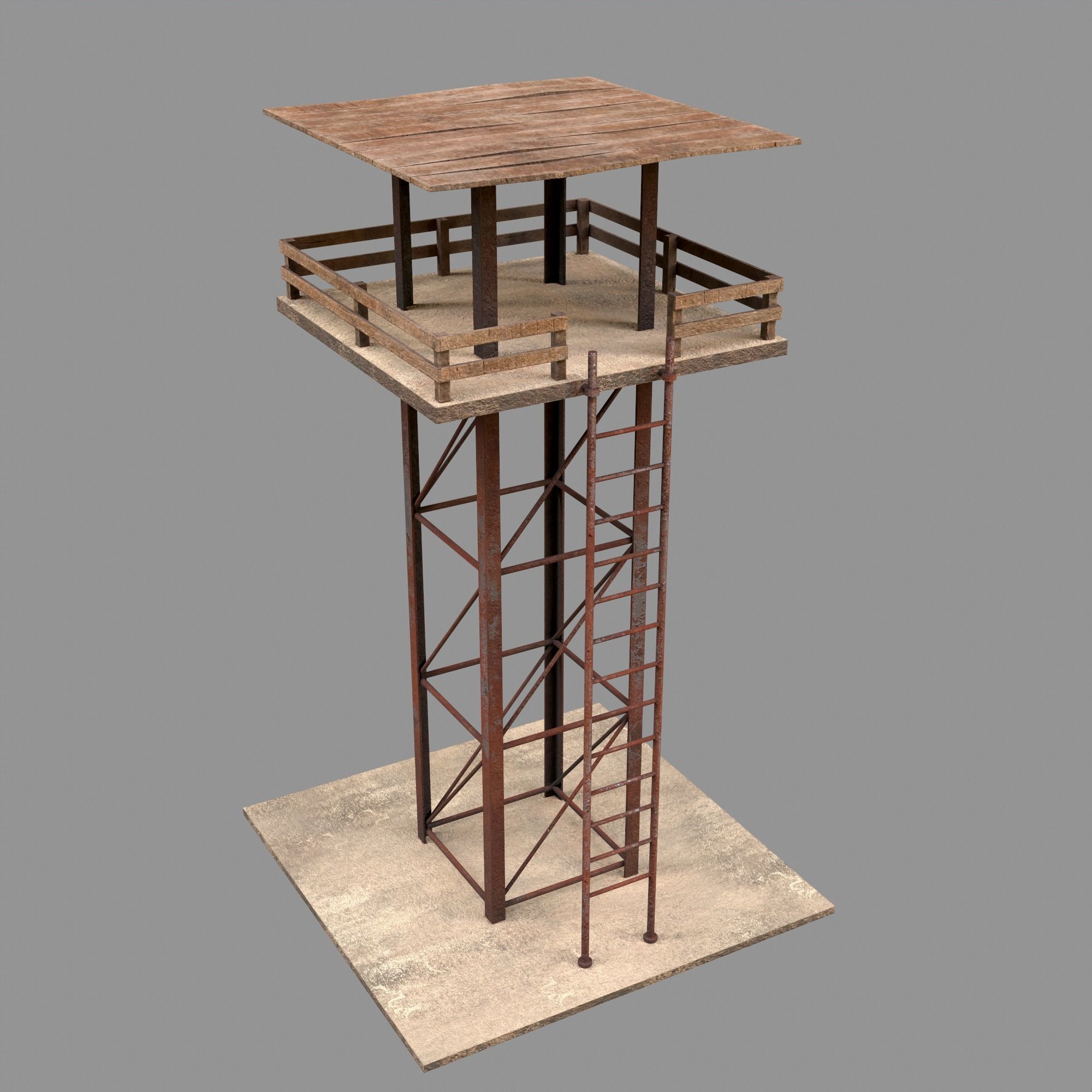 A low-poly 3D model of a military tower Low-poly 3D model_1