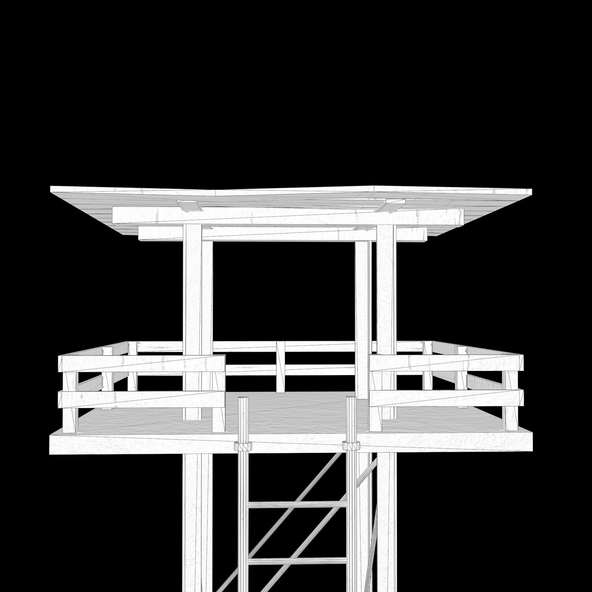 A low-poly 3D model of a military tower Low-poly 3D model_10