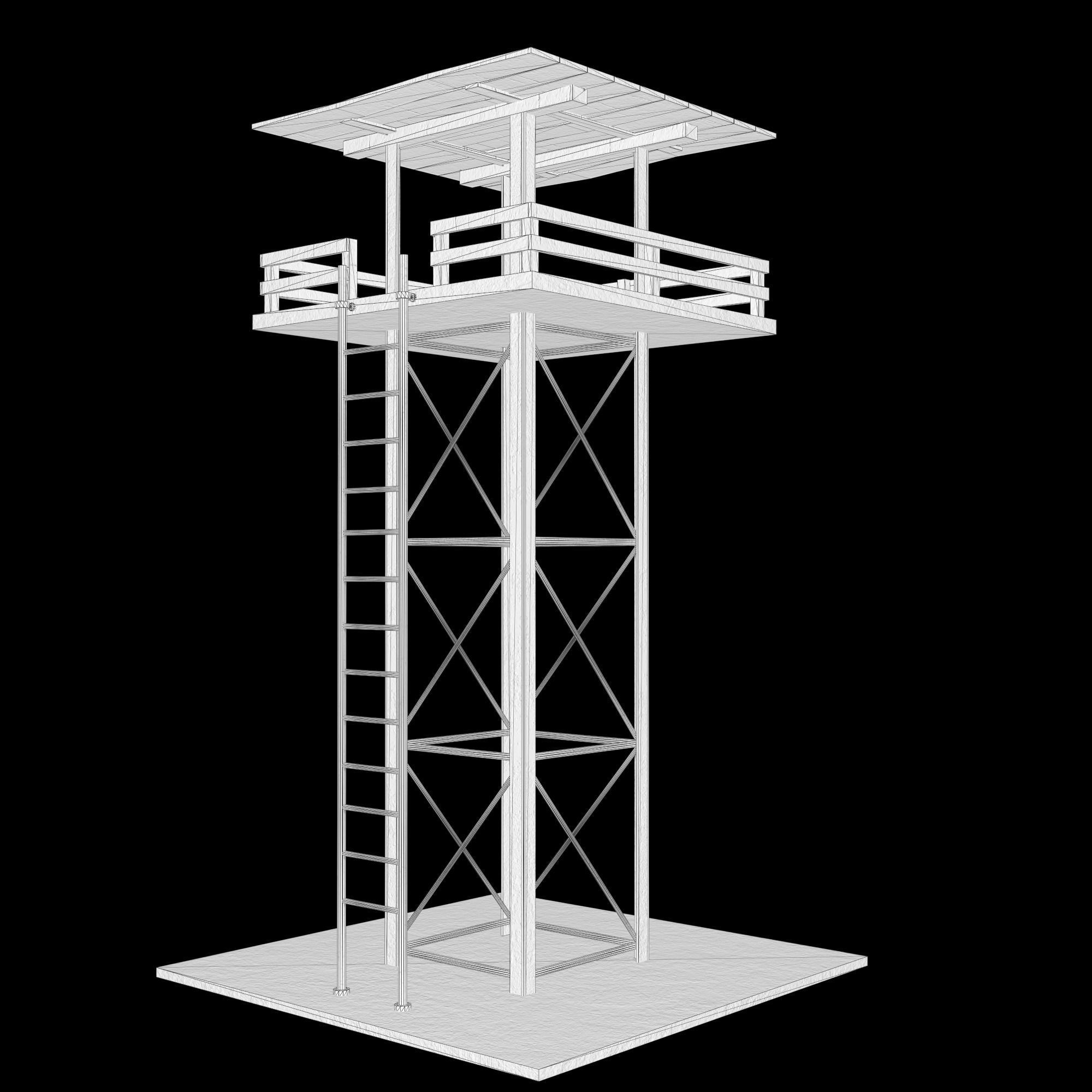 A low-poly 3D model of a military tower Low-poly 3D model_8