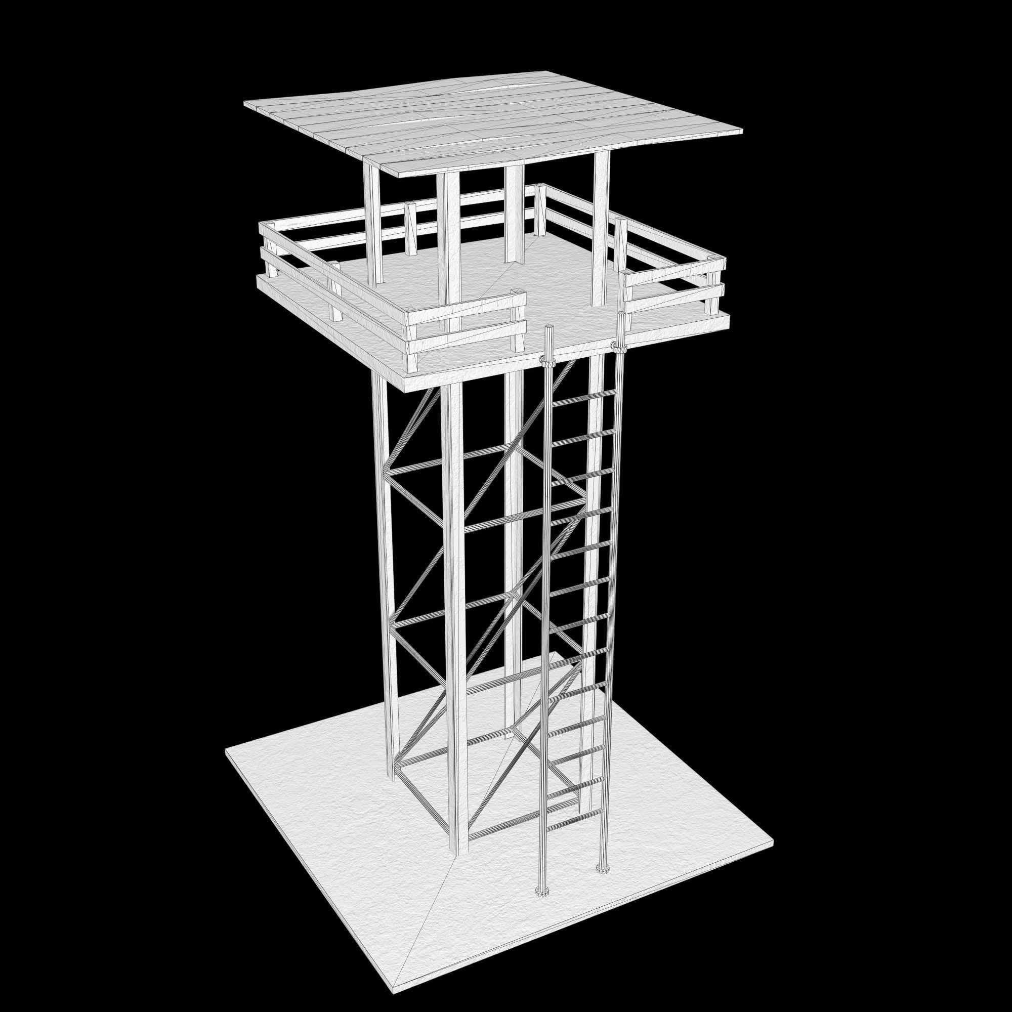 A low-poly 3D model of a military tower Low-poly 3D model_7