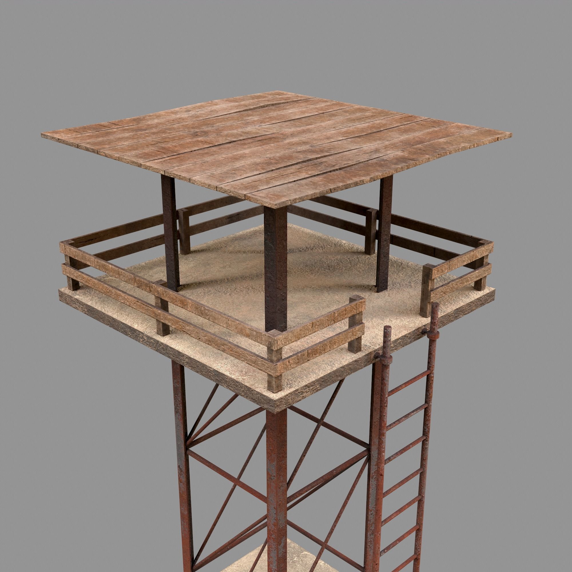 A low-poly 3D model of a military tower Low-poly 3D model_3