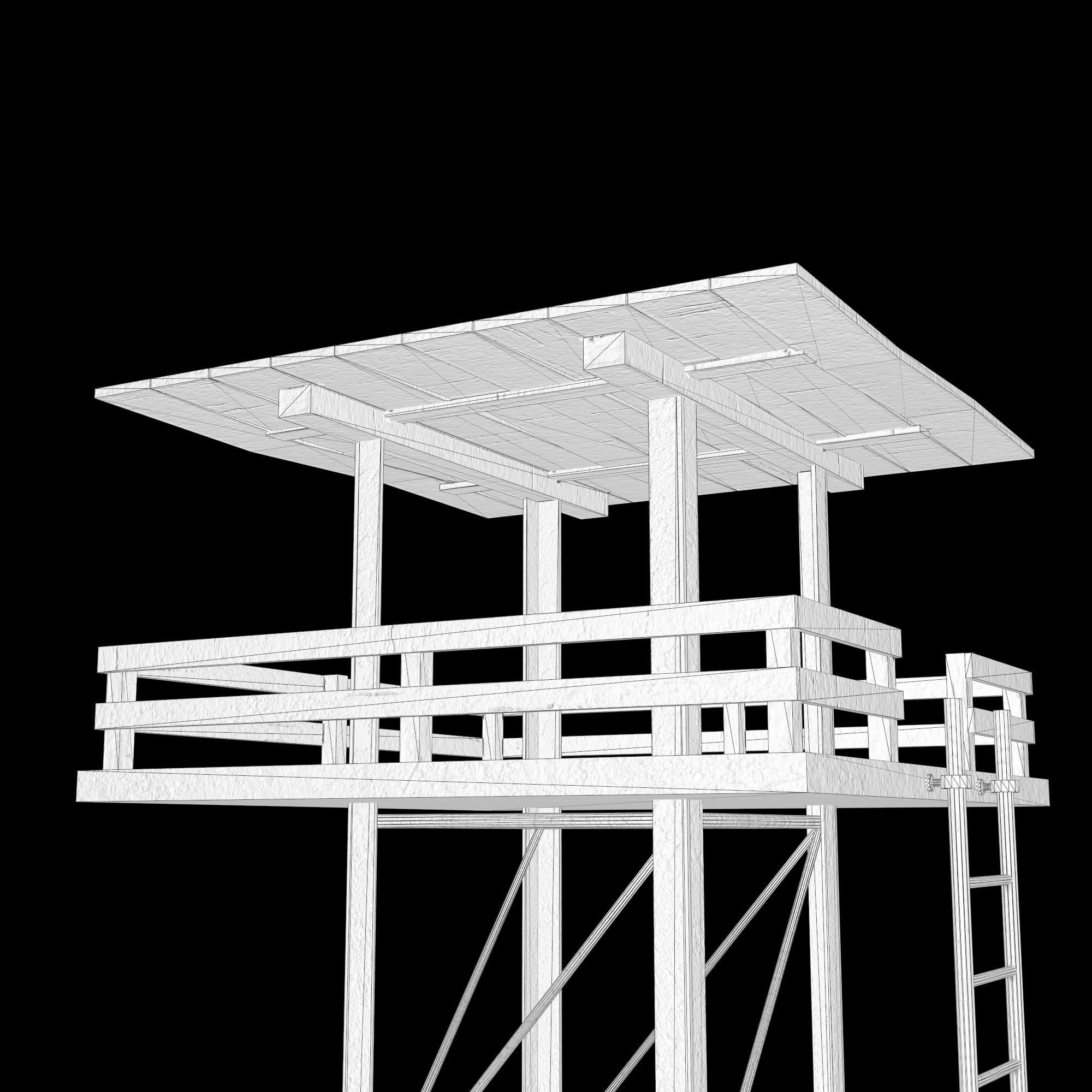A low-poly 3D model of a military tower Low-poly 3D model_11