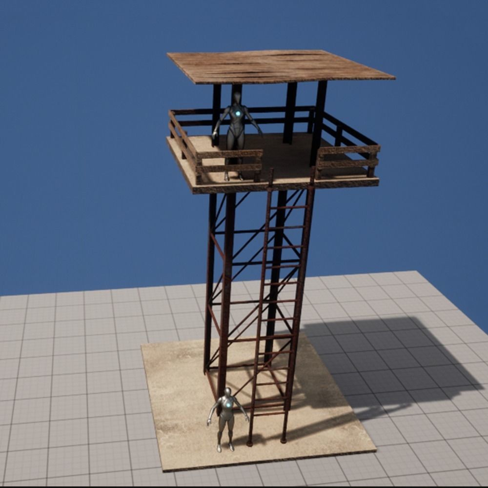 A low-poly 3D model of a military tower Low-poly 3D model_13