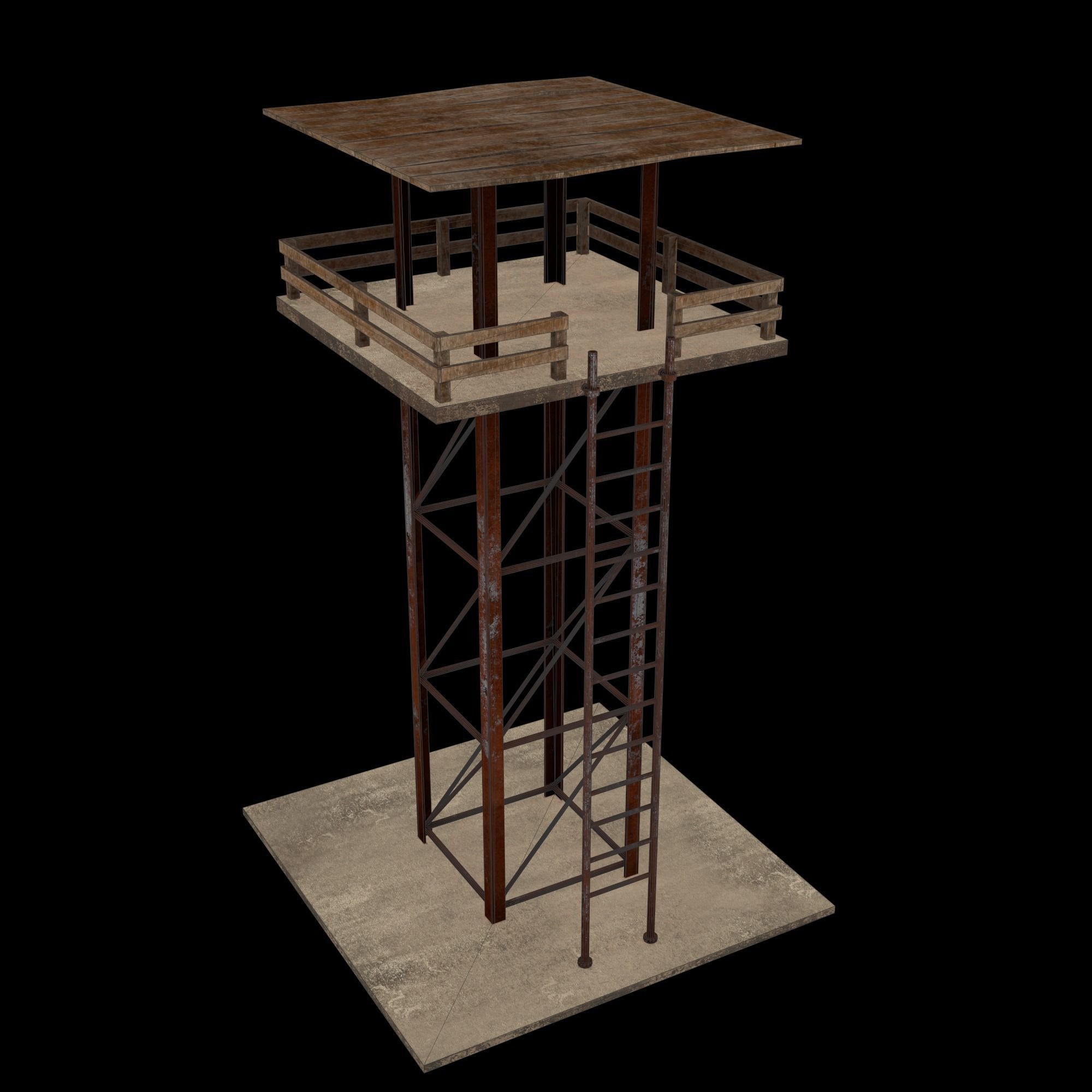 A low-poly 3D model of a military tower Low-poly 3D model_6