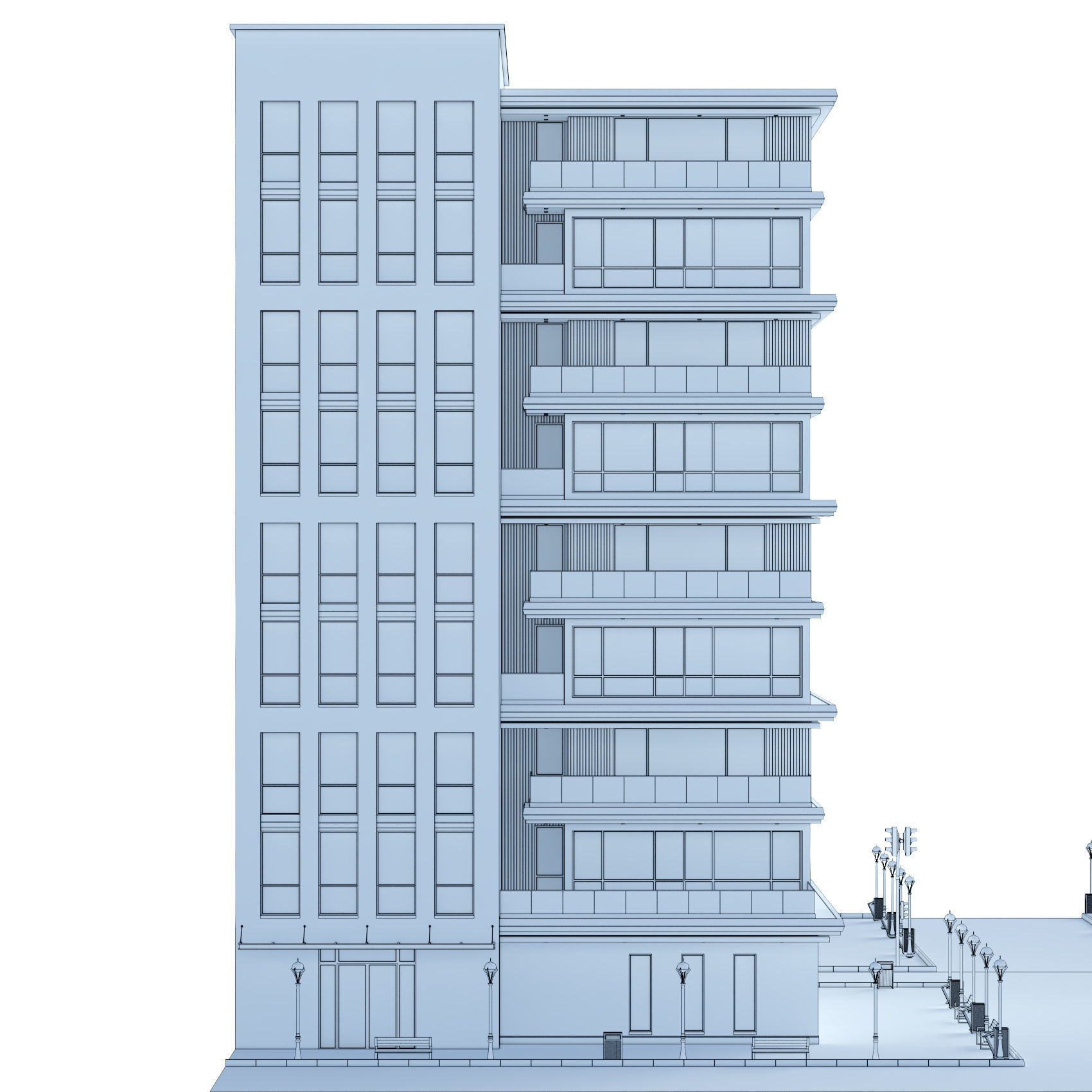 Residential building No 1 Low-poly 3D model_3