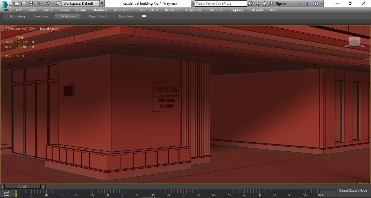 Residential building No 1 Low-poly 3D model_8