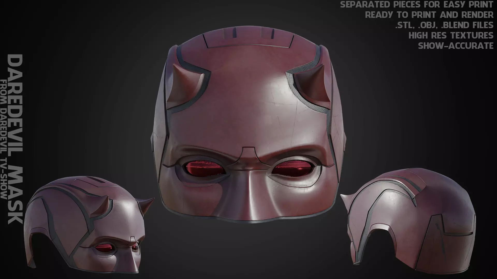 Daredevil Mask for Cosplay 3D print model_0
