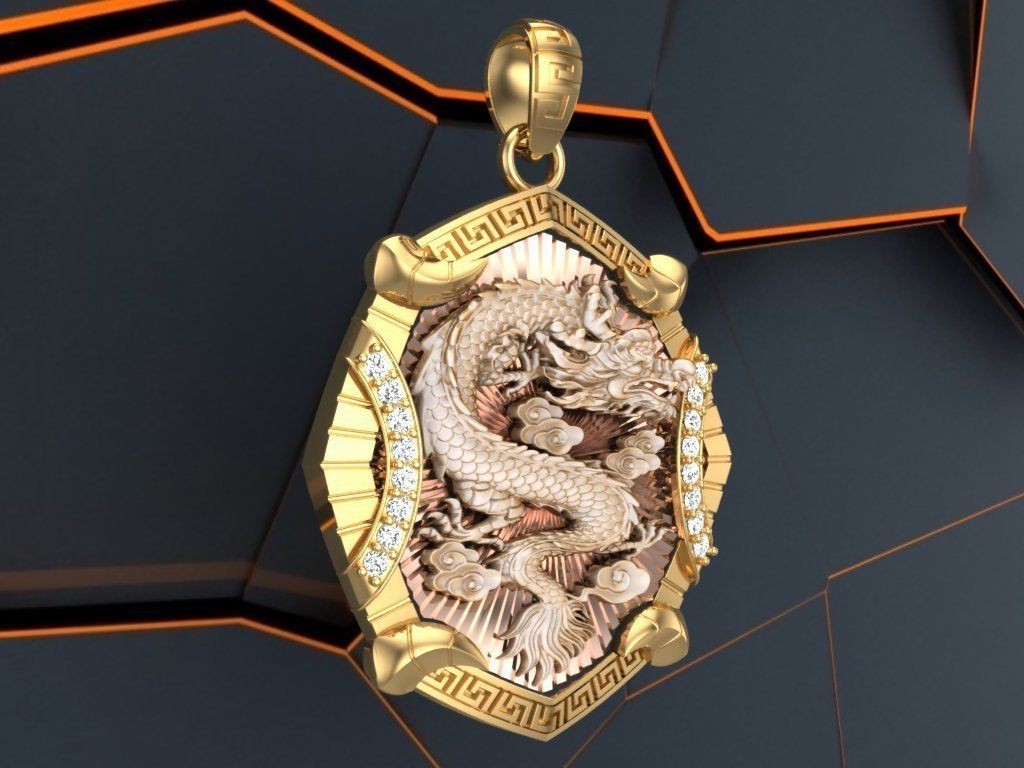 Dragon pendant - Mens pendants - N1045A 3D print model_4
