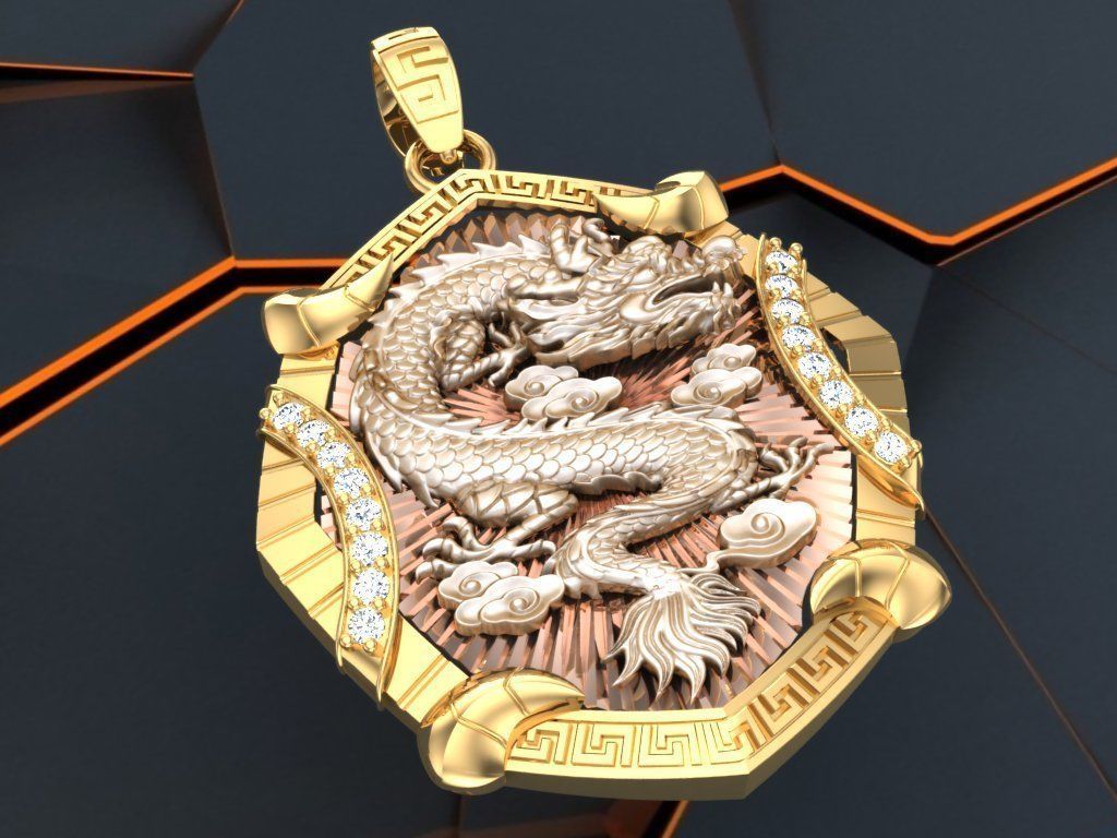 Dragon pendant - Mens pendants - N1045A 3D print model_2