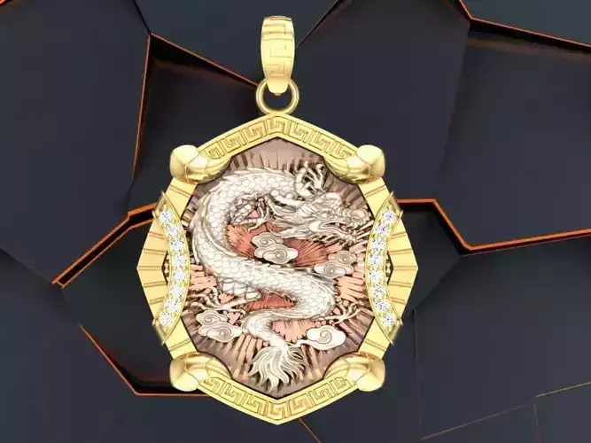 Dragon pendant - Mens pendants - N1045 A 3D print model