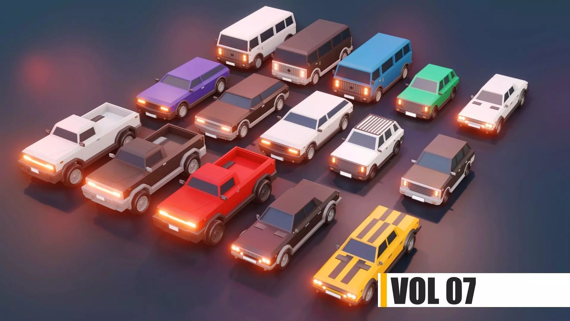 low poly cars vol 07 lowpoly Low-poly 3D model_0
