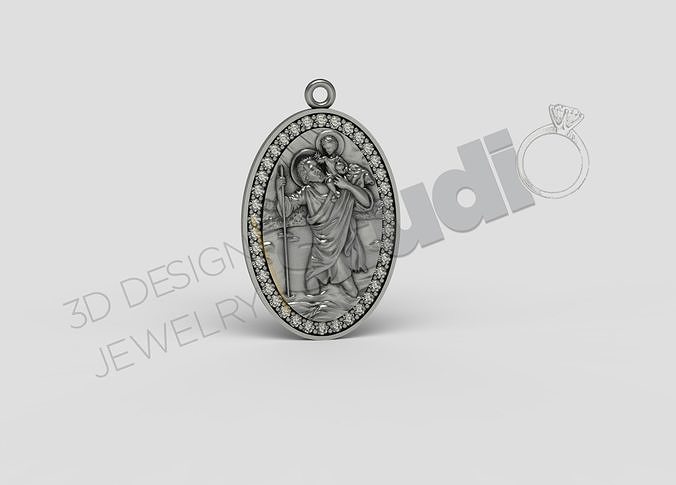 Highly detailed Saint Christofer pendant 3d model 3D print model