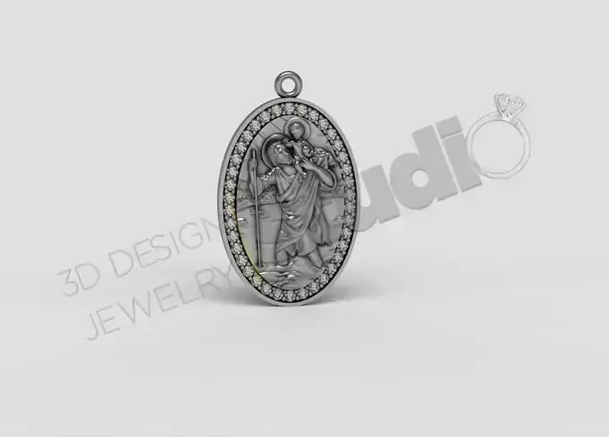 Highly detailed Saint Christofer pendant 3d model